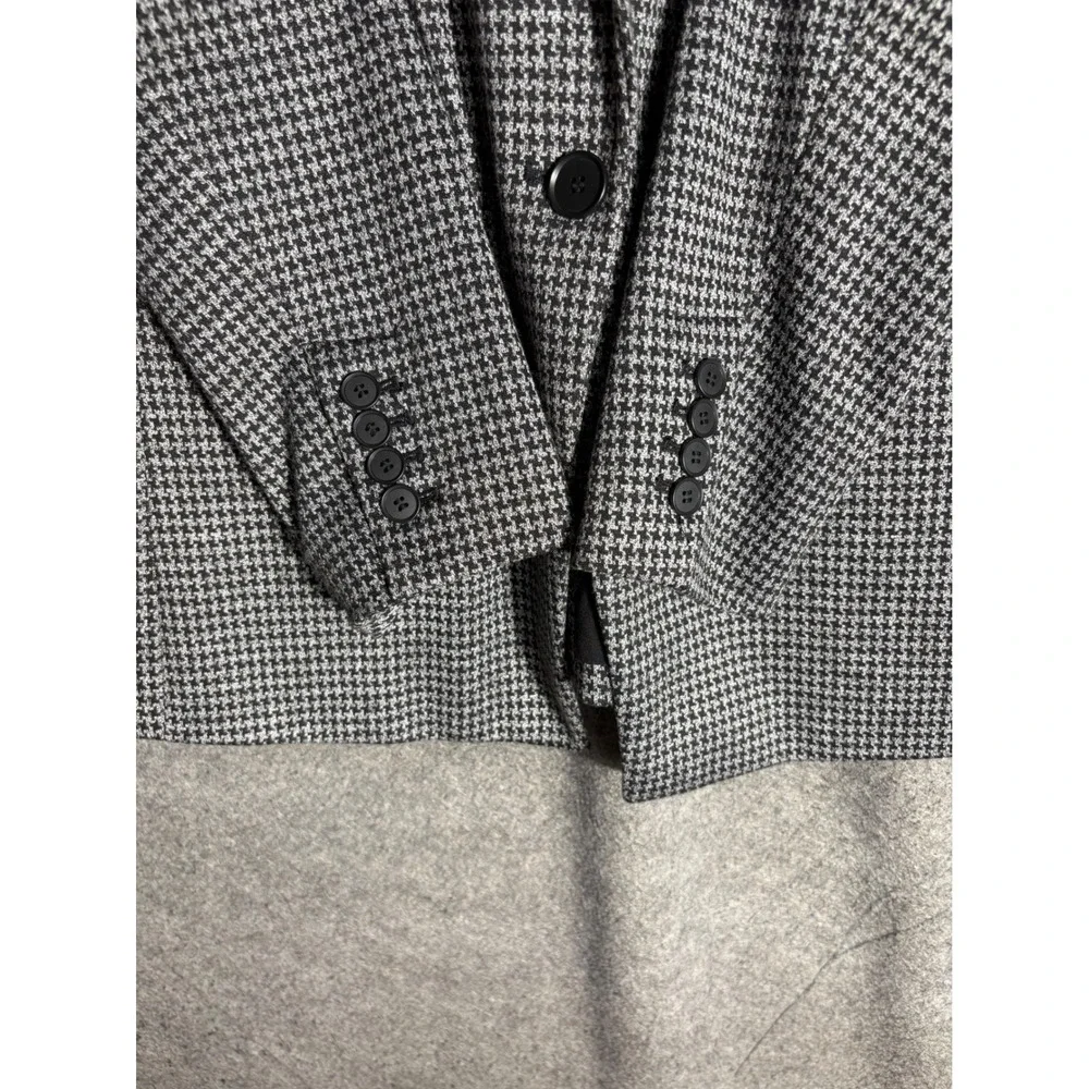 LOFT‎ Womens Houndstooth Blazer Black White Single Button Jacket Size 12 FA22